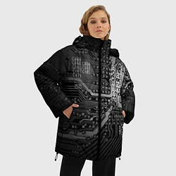 Куртка зимняя женская Микросхема плата, цвет: 3D-черный — фото 2