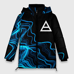Куртка зимняя женская Thirty Seconds to Mars sound wave, цвет: 3D-черный