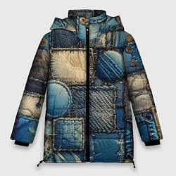 Куртка зимняя женская Denim patchwork - ai art, цвет: 3D-красный