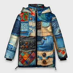 Куртка зимняя женская Vanguard denim patchwork - ai art, цвет: 3D-красный