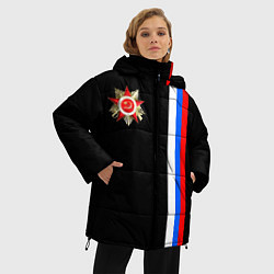 Куртка зимняя женская Великая отечественная - триколор полосы, цвет: 3D-черный — фото 2