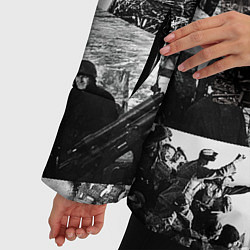 Куртка зимняя женская День победы 9 мая коллаж из фронтовых моментов, цвет: 3D-черный — фото 2