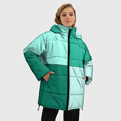Куртка зимняя женская Геометричный зелёный и мятный, цвет: 3D-черный — фото 2
