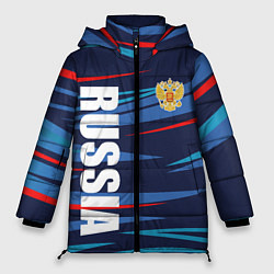Куртка зимняя женская Россия - blue stripes, цвет: 3D-светло-серый