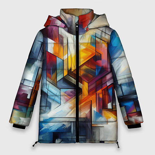 Женская зимняя куртка Абстрактные фигуры / 3D-Светло-серый – фото 1
