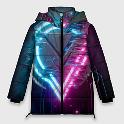 Куртка зимняя женская Neon geometric abstraction - ai art, цвет: 3D-красный