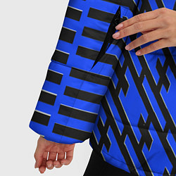 Куртка зимняя женская Чёрные полосы на синем фоне, цвет: 3D-светло-серый — фото 2
