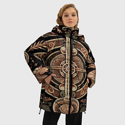 Куртка зимняя женская Символика славянской мифологии, цвет: 3D-красный — фото 2