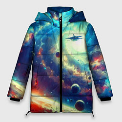 Куртка зимняя женская Полёт к далёкой галактике - нейросеть, цвет: 3D-черный