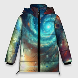 Куртка зимняя женская Неоновая далёкая галактика - нейросеть, цвет: 3D-черный