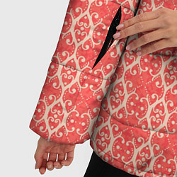 Куртка зимняя женская Красно-персиковый кружевной узор, цвет: 3D-черный — фото 2