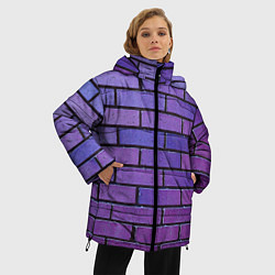 Куртка зимняя женская Кирпичная стена фиолетовый паттерн, цвет: 3D-красный — фото 2