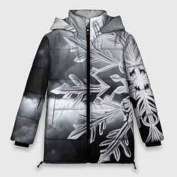 Куртка зимняя женская Чено-белая снежинка, цвет: 3D-черный
