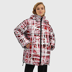 Куртка зимняя женская Хаотичный кубический каркас в красном тумане, цвет: 3D-светло-серый — фото 2