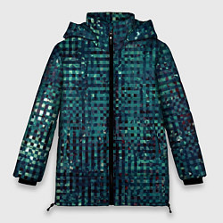Куртка зимняя женская Сине-бирюзовый абстрактный, цвет: 3D-светло-серый