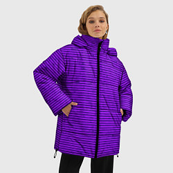 Куртка зимняя женская Сочный фиолетовый в полоску, цвет: 3D-черный — фото 2