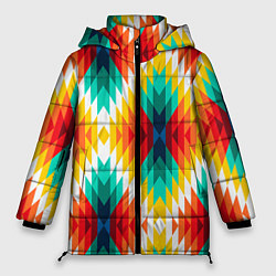 Куртка зимняя женская Этнический орнамент гео, цвет: 3D-красный