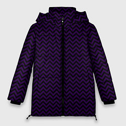 Куртка зимняя женская Чёрно-фиолетовый ломаные полосы, цвет: 3D-черный