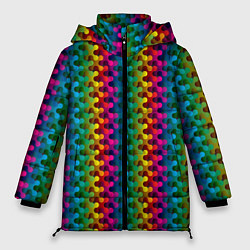 Куртка зимняя женская Радужный разноцветный узор, цвет: 3D-красный