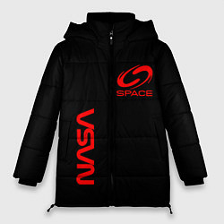 Куртка зимняя женская Nasa space red logo, цвет: 3D-красный