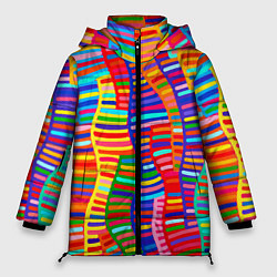 Куртка зимняя женская Абстрактная полноцветная живопись, цвет: 3D-красный