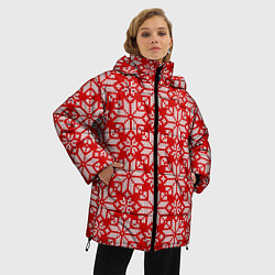 Куртка зимняя женская Цветной вязаный орнамент, цвет: 3D-красный — фото 2