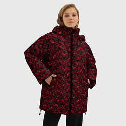 Куртка зимняя женская Чёрно-розовый абстрактная текстура, цвет: 3D-черный — фото 2