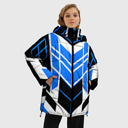 Куртка зимняя женская Blue and black stripes on a white background, цвет: 3D-светло-серый — фото 2