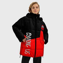 Куртка зимняя женская Амонг ас геометрия красный, цвет: 3D-черный — фото 2