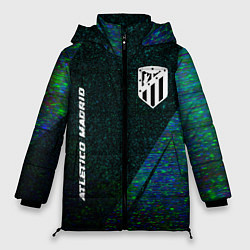 Куртка зимняя женская Atletico Madrid glitch blue, цвет: 3D-черный