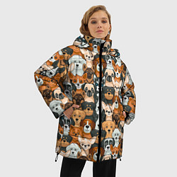 Куртка зимняя женская Мультяшные собачки, цвет: 3D-черный — фото 2