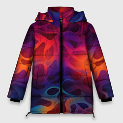 Куртка зимняя женская Паттерн неоновой волны, цвет: 3D-черный