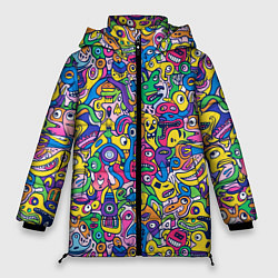 Куртка зимняя женская Рожицы разноцветные, цвет: 3D-светло-серый
