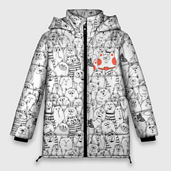 Куртка зимняя женская Румяная киска и серые коты, цвет: 3D-красный