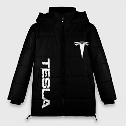 Куртка зимняя женская Tesla logo white, цвет: 3D-черный