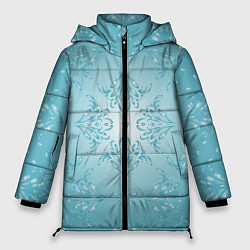 Куртка зимняя женская Векторные узоры на нежно-бирюзовом фоне, цвет: 3D-черный