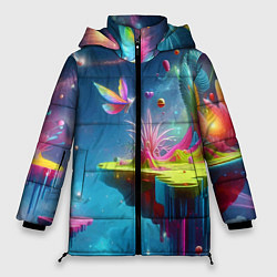 Куртка зимняя женская Космическая фантазия - нейросеть, цвет: 3D-черный