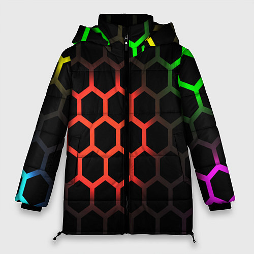 Женская зимняя куртка Hexagon neon / 3D-Светло-серый – фото 1