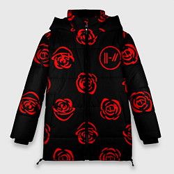 Куртка зимняя женская Twenty one pilots rose pattern, цвет: 3D-светло-серый