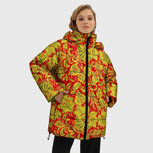 Женская зимняя куртка Хохлома / 3D-Красный – фото 3