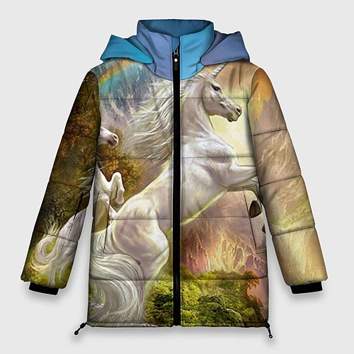 Женская зимняя куртка Радужный единорог / 3D-Светло-серый – фото 1