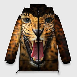 Куртка зимняя женская Рык леопарда, цвет: 3D-красный