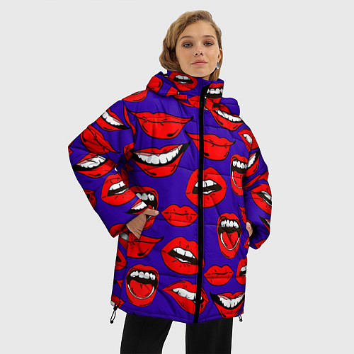 Женская зимняя куртка Губы / 3D-Красный – фото 3