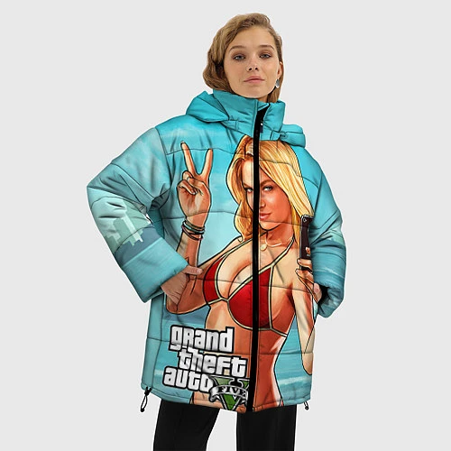 Женская зимняя куртка GTA 5: Selfie Girl / 3D-Красный – фото 3