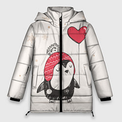 Куртка зимняя женская Влюбленный пингвин, цвет: 3D-черный