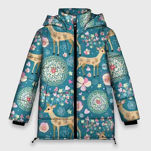 Женская зимняя куртка Олений узор / 3D-Светло-серый – фото 1