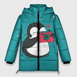 Куртка зимняя женская Пингвин с фотоаппаратом, цвет: 3D-черный