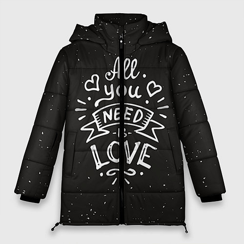 Женская зимняя куртка Любовь надпись / 3D-Светло-серый – фото 1