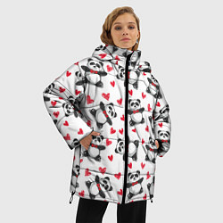 Куртка зимняя женская Любимые панды, цвет: 3D-красный — фото 2