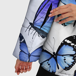 Куртка зимняя женская Голубые бабочки, цвет: 3D-черный — фото 2